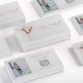 QRコードモダン内部設計フローラ自然写真 名刺