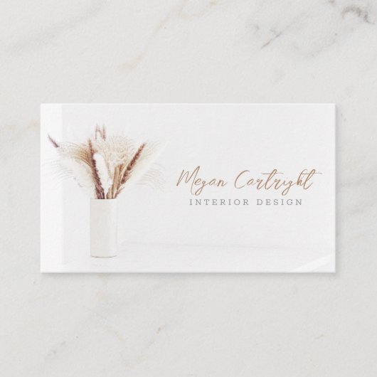 QRコードモダン内部設計フローラ自然写真 名刺 (正面)