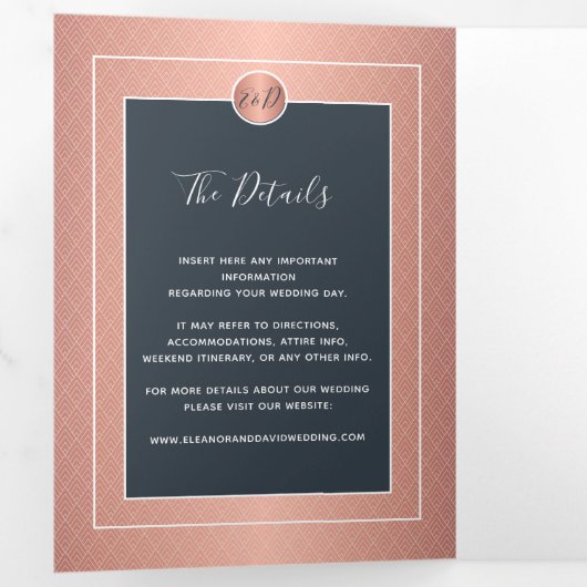 QRコードモダン写真すべて結婚の 三つ折り案内状 (内部最初)