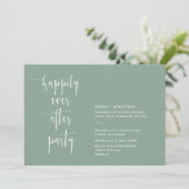 QRコードモダン写真の後でSage Greenが幸せに 招待状 (スタンド正面)