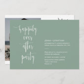 QRコードモダン写真の後でSage Greenが幸せに 招待状 (正面/裏面)