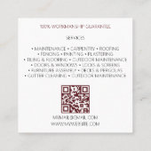 QRコードモダン建築ビルダプロフェッショナル スクエア名刺 (裏面)