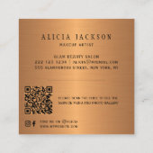 QRコードモダン抽象芸術金ゴールドグラモノグラムのム スクエア名刺 (裏面)