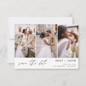 QRコードモダン日付4写真の保存エレガント セーブザデート (正面)