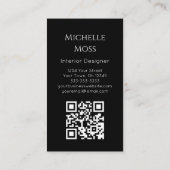 QRコードモダン植物緑白黒 名刺 (裏面)