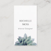 QRコードモダン植物緑白黒 名刺 (正面)