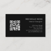 QRコードモダン植物緑白黒 名刺 (裏面)