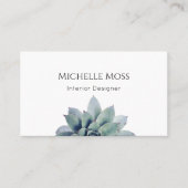 QRコードモダン植物緑白黒 名刺 (正面)