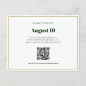 QRコードモダン熱帯葉金ゴールドビーチ結婚式 エンクロージャーカード (正面)