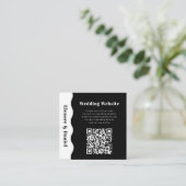 QRコードモダン白黒サイドウェーブフォト結婚ズ エンクロージャーカード (スタンド正面)