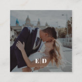 QRコードモダン白黒サイドウェーブフォト結婚ズ エンクロージャーカード (裏面)