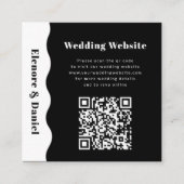 QRコードモダン白黒サイドウェーブフォト結婚ズ エンクロージャーカード (正面)