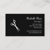 QRコードモダン美容師シザーズブラック 名刺 (正面)