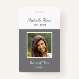 QRコードモダン美容師灰色 バッジ