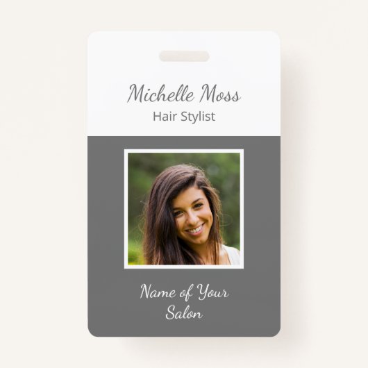 QRコードモダン美容師灰色 バッジ (正面)