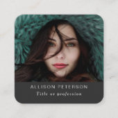 QRコードモダン金ゴールドプロフェッショナルスキャン可能写真 スクエア名刺 (正面)