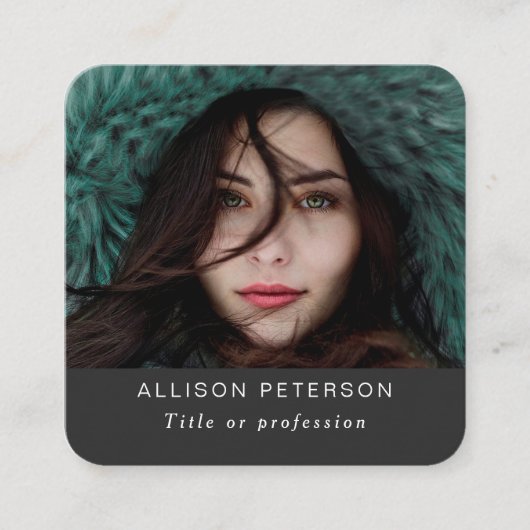 QRコードモダン金ゴールドプロフェッショナルスキャン可能写真 スクエア名刺 (正面)