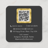 QRコードモダン金ゴールドプロフェッショナルスキャン可能写真 スクエア名刺 (裏面)