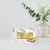 QRコードモダン金ゴールド白大理石エレガント 名刺 (スタンド正面)