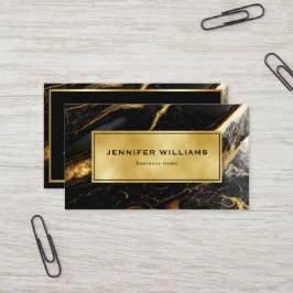 QRコードモダン金ゴールド白黒の大理石 名刺