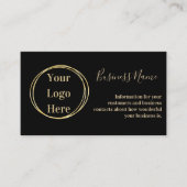 QRコードモダン黒ミニマル金ゴールド 名刺 (正面)