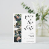 QRコードモダン4枚の結婚写真 案内ポストカード (スタンド正面)