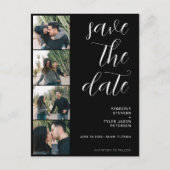 QRコードモダン4枚の黒結婚色 案内ポストカード (正面)