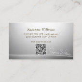 QRコードモディッシュ付きカジュアル銀曲線デコール 名刺 (裏面)