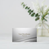 QRコードモディッシュ付きカジュアル銀曲線デコール 名刺 (スタンド正面)