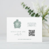 QRコードモノグラムグリーンタイムレスヒューズRSVPオンライン エンクロージャーカード (スタンド正面)