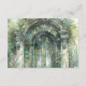 QRコードモノグラムグリーンタイムレスヒューズRSVPオンライン エンクロージャーカード (裏面)