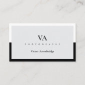 QRコードモノグラムバックホワイトグレー写真 名刺 (正面)