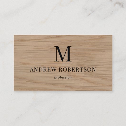 QRコードモノグラム木目パターン 名刺 (正面)