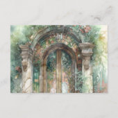 QRコードモノグラム自然グリーンタイムレスRSVPオンライン エンクロージャーカード (裏面)