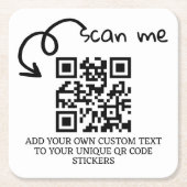 QRコードユニークスキャン可能パーソナライズされたWebサイト スクエアペーパーコースター (正面)