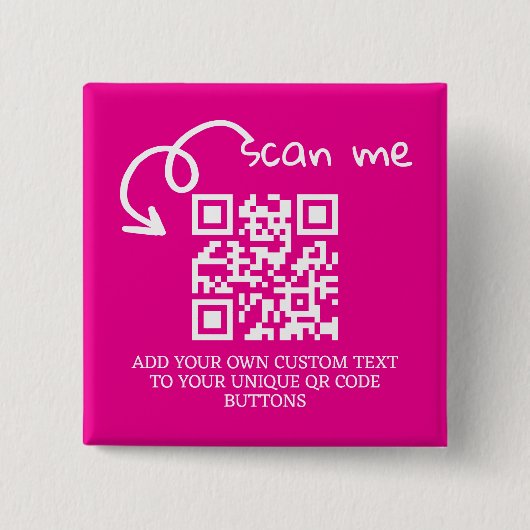 QRコードユニークスキャン可能パーソナライズされたWebサイト 缶バッジ (正面)