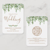 QRコードユーカリ植物学結婚式招待状 エンクロージャーカード (正面/裏面)