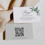 QRコードユーカリ緑の結婚式RSVPカード 名刺<br><div class="desc">このカスタマイズ可能なRSVPカード素朴は、Greeneryのコレクションと連携するように設計され結婚、水色の緑の植物学と書のスクリプトを組み合わせモダン、黒で上品なセリフのフォントと組み合わせている。一致する項目が使用可能。</div>