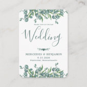 QRコードユーカリ緑結婚式招待状 エンクロージャーカード (正面)