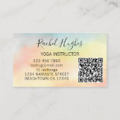 QRコードヨガインストラクターひまわり水彩 名刺 (裏面)