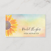 QRコードヨガインストラクターひまわり水彩 名刺 (正面)
