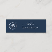 QRコードヨガインストラクターOMシンボルネイビーブルー スキニー名刺 (正面)
