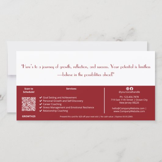 QRコードライフコーチサービスメモギフト券カード (裏面)