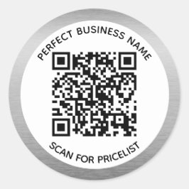 QRコードラグジュアリーシルバーフレームユニークトレンディーシック ラウンドシール