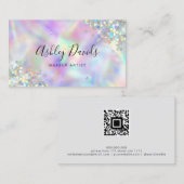 QRコードラグジュアリーホログラフィックグリッターメイクアップアーティスト 名刺 (正面/裏面)