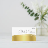 QRコードラグジュアリーモノグラム金ゴールドブラックスクリプトミニマル 名刺 (スタンド正面)