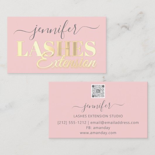 QRコードラッシュ拡張機能ゴールデンスクリプトピンク 名刺 (正面/裏面)