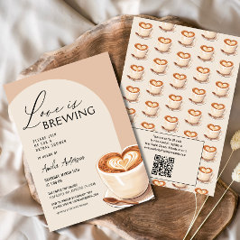 QRコードラブはコーヒーを醸造しているブライダルシャワー 招待状