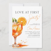 QRコードラブアットファーストSpritzオレンジブライダルシャワー 招待状 (正面)