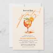 QRコードラブアットファーストSpritzオレンジブライダルシャワー 招待状 (正面)